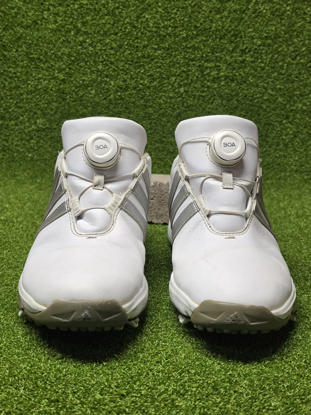 Adidas Tour 360 Golf Shoes Size 6.5 US White & Gray BOA Spiked Cleats EVN791001